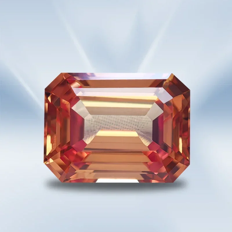 

Lab Grown Sapphire Orange Color Emerald Cut VVS1 Gemstone Charms DIY Advanced Jewelry Making Material Selectable AGL Certificate