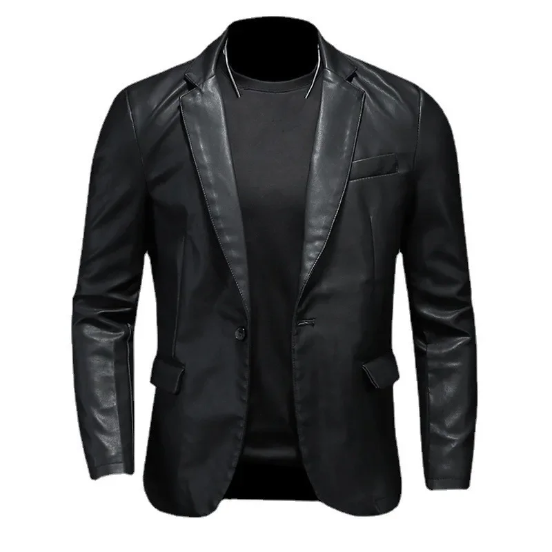 

PU Casual Motorcycle Leather Jackets New Mens Slim Fit Coats Turn Down Collar Black Moto Biker Leather Suede Outerwear Jackets