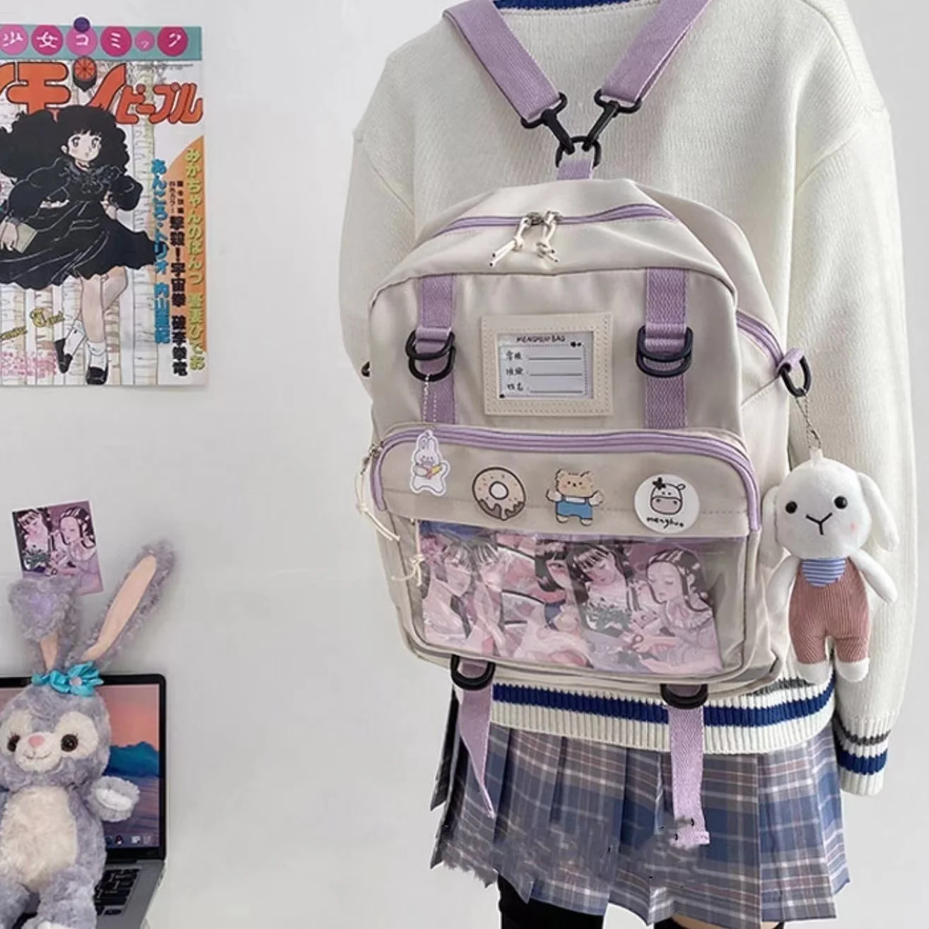 Japanse Harajuku Rugzak Vrouwen Jk Uniform Schooltas Rugzak Schoudertas Tienermeisjes Itabag Transparante Ita Tas Handtassen