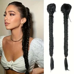 Extensiones de Cabello sintético para mujer, coleta trenzada de espina de pescado, 22 pulgadas, ajustable