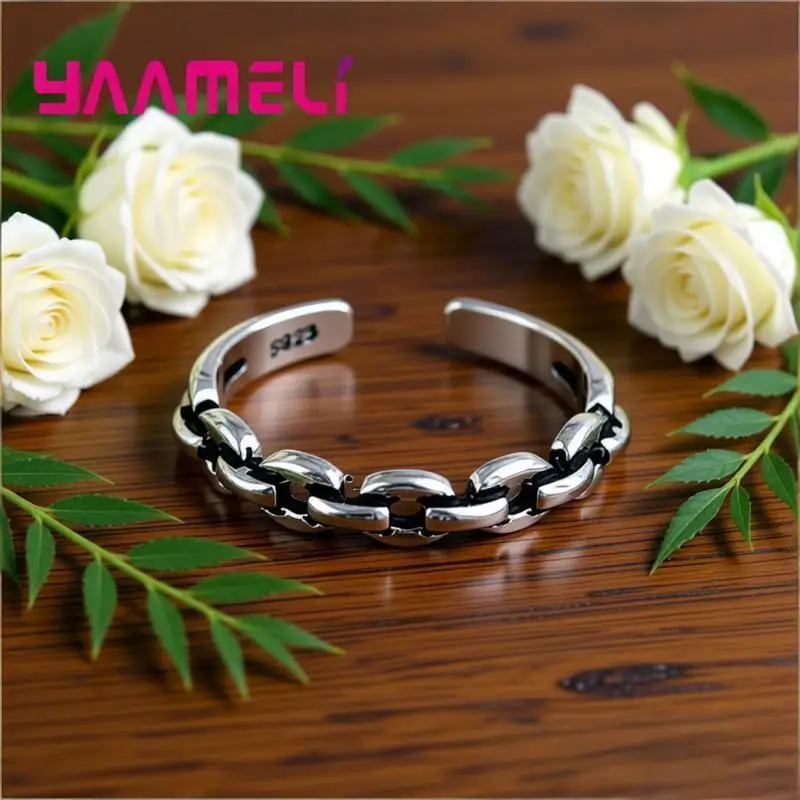 

Металлические регулируемые кольца-цепочки из стерлингового серебра 925 пробы в стиле панк для женщин и мужчин, подарки на годовщину, украшения для вечеринок, аксессуары