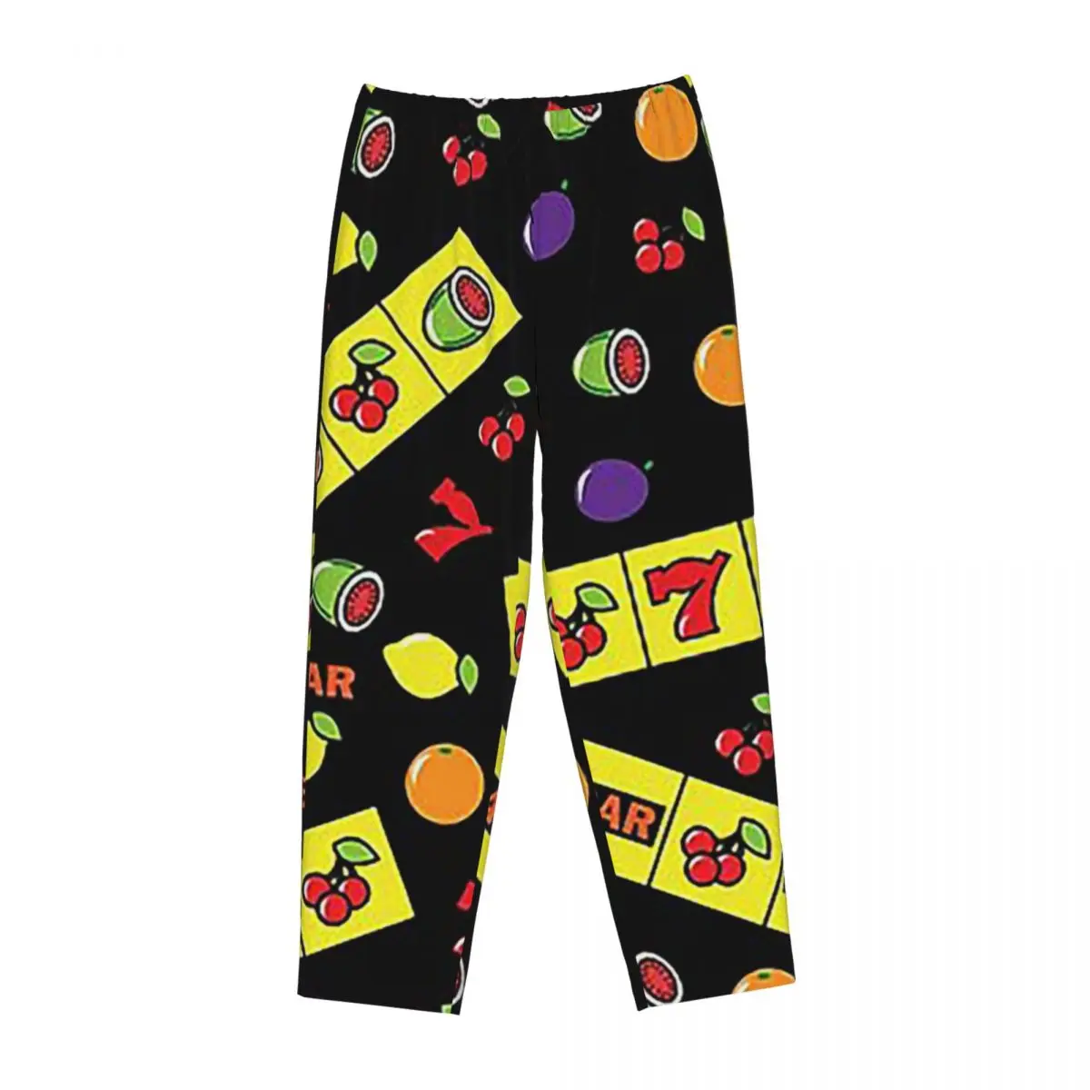 

Custom Casino Lucky Slots Cherry Melon Lemon Fruit Women Pajama Pants Lounge Sleep Sleepwear Bottoms with Pockets