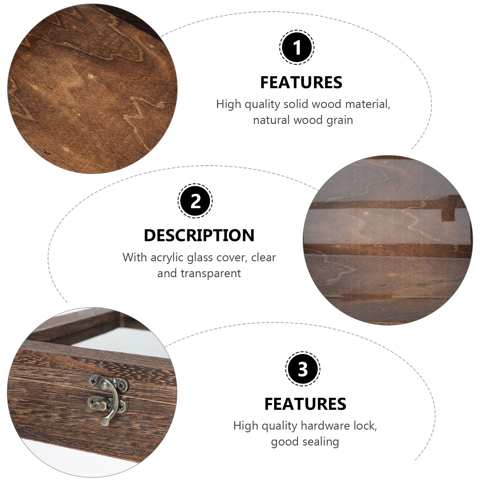 

1Pcs Vintage Style Specimen Box Clear Acrylic Lid Large Capacity Durable Wood Grain Design Practical Display Container
