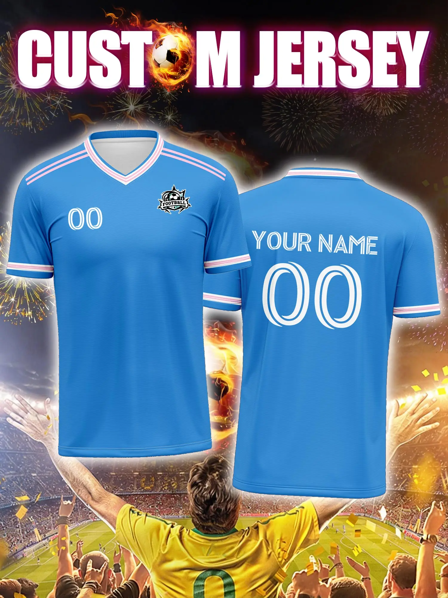 2026 Men's and Women's Customized Name and Number Sports V-Neck Jerseys, Quick-Drying, Fashionable, Sublimation Technology