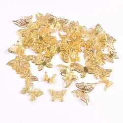 20pcs golden Filigree Wraps butterfly Connectors Metal Crafts Headwear accessories for Jewelry Making 16-45mm YKL0913