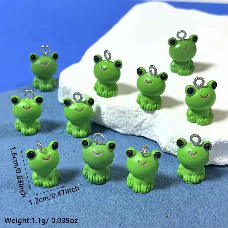 10pcs Per Pack Cute Resin Frog Pendants Charms for DIY Necklaces, Bracelets, Earrings, Keychain, and Jewelry Making Supplies image 2