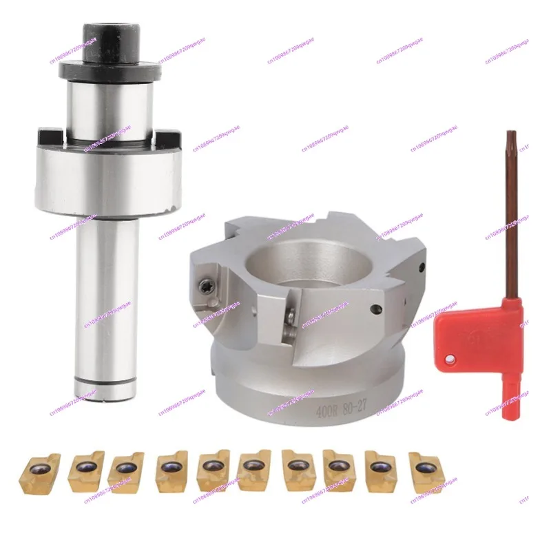Face Milling Cutter R8-FMB27 Inch 7/16 with + 80mm Right Angle Cutter + APMT1604 Grain 6 pcs