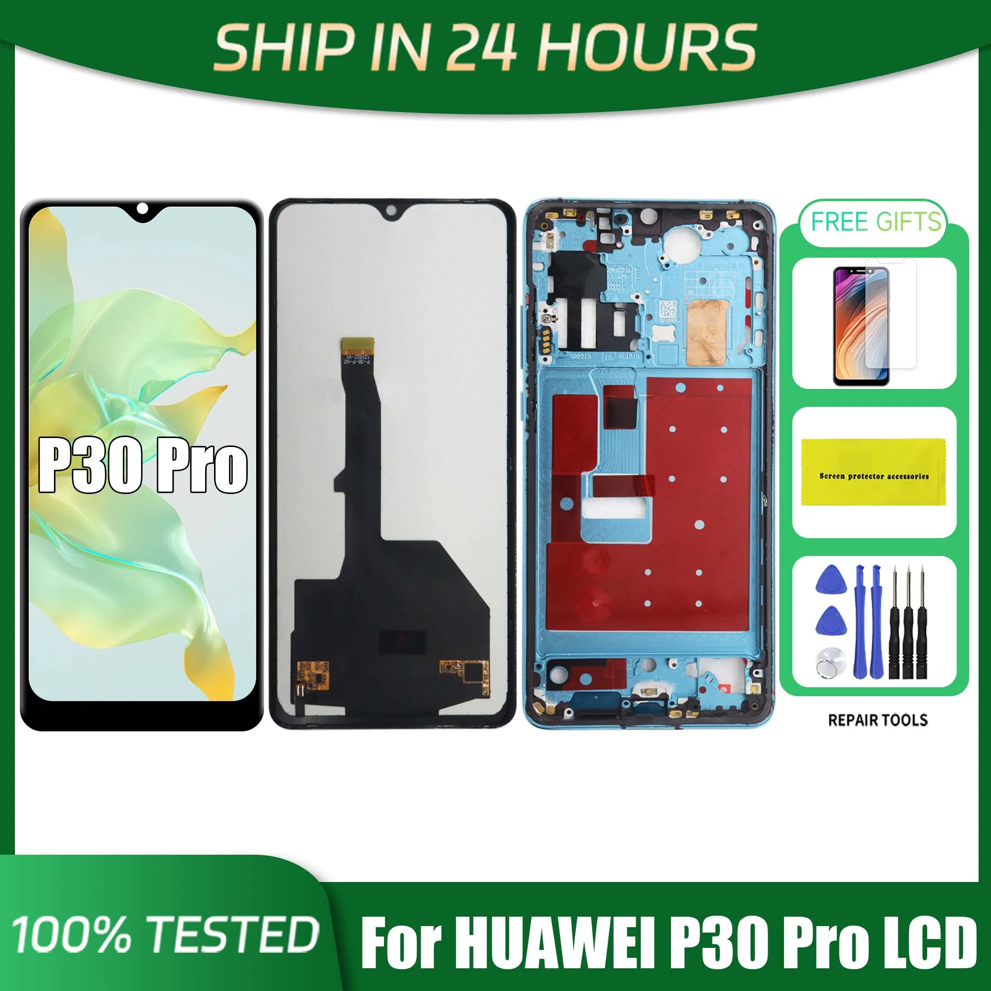 AMOLED / TFT For HUAWEI P30 Pro 6.47\'\' VOG-L29 L09 AL00 L04 AL10 HW-02L LCD Display Touch Screen Digitizer Assembly Replacement