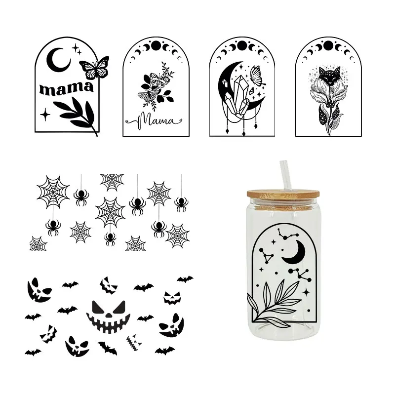 UV DTF Transfers Stickers, Cup Wrap, Cartoon, Butterfly, Spider, Printed for DIY Glass, Ceramic, Metal, Leather, 3D, 16oz D254