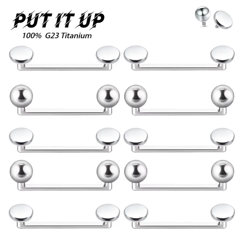 1/5/10Pcs F136 Titanium Surface Double Ball Plane Nail Anchor Nail 14G Internal Thread Long Buried Nail Body Piercing Jewellery
