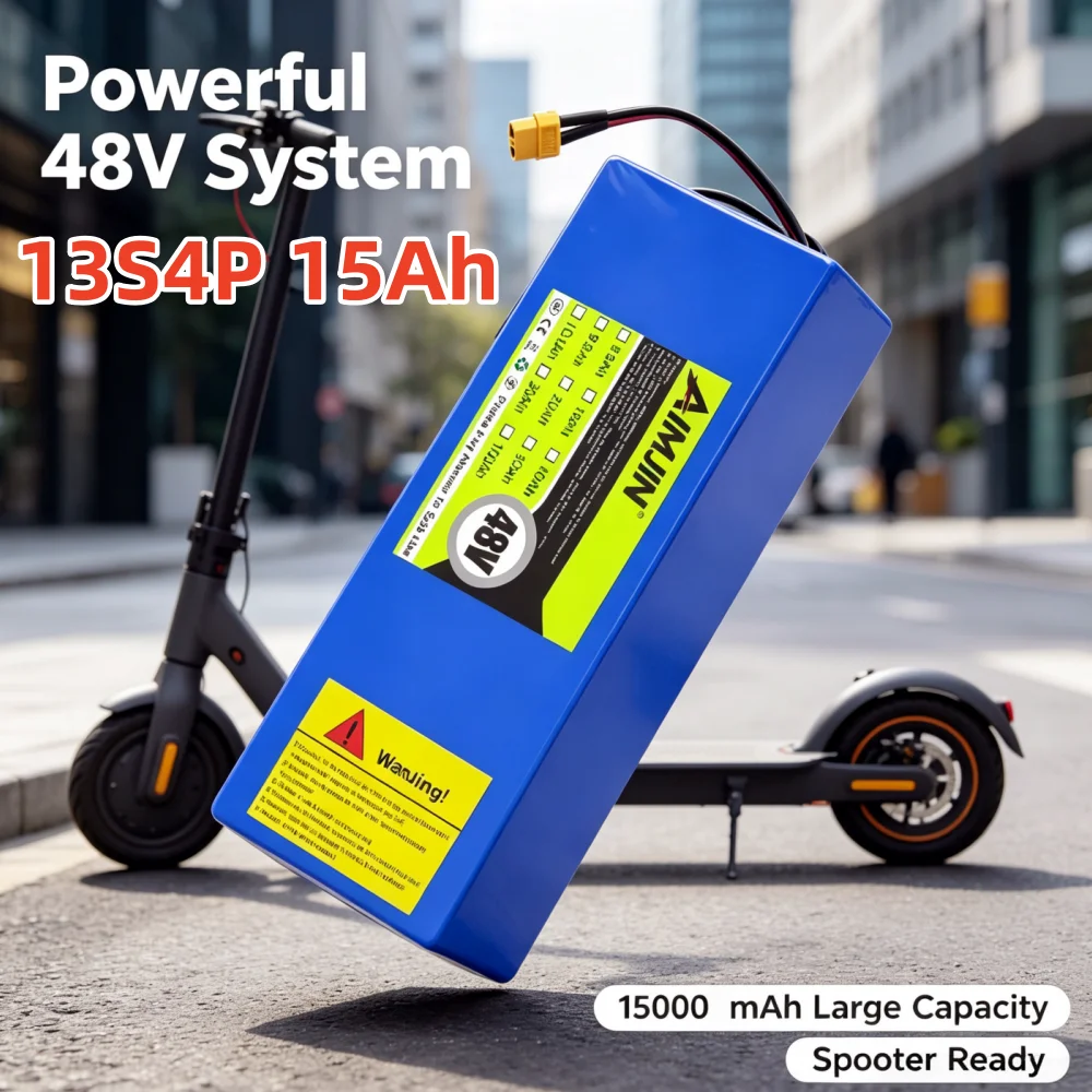 13S4P Lithium Battery 48V 15AH 18650 500W-1000W Battery for Various Electronic Devices and Transportation Equipment+charger