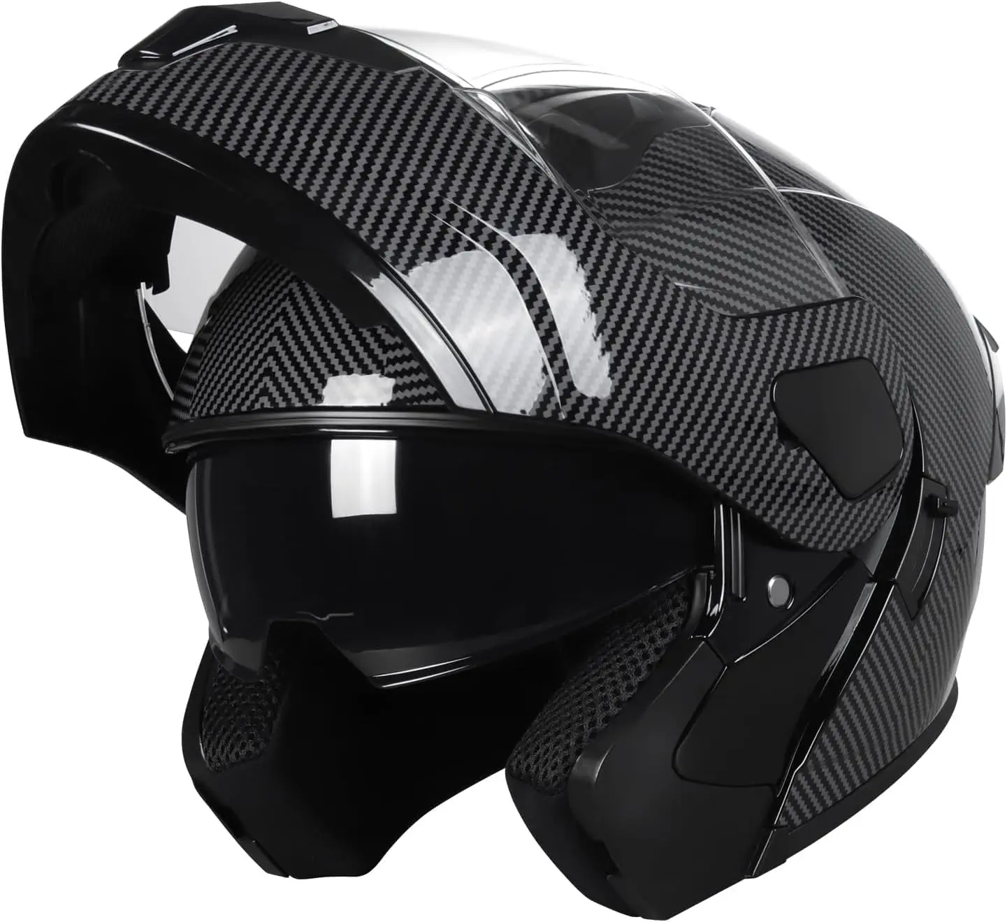 

DOT Approved Modular Flip-Up Dual Visor Motorcycle Full Face Helmet for Adults Men Women (Carbon Fiber Large)