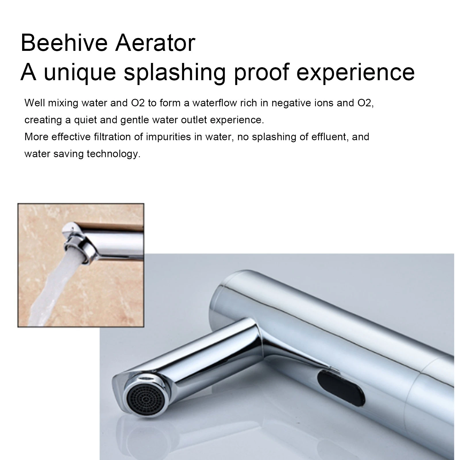 Touchless Faucet G1/2 Male Thread Battery Powered Automatic Motion Sensor Faucet with Filter