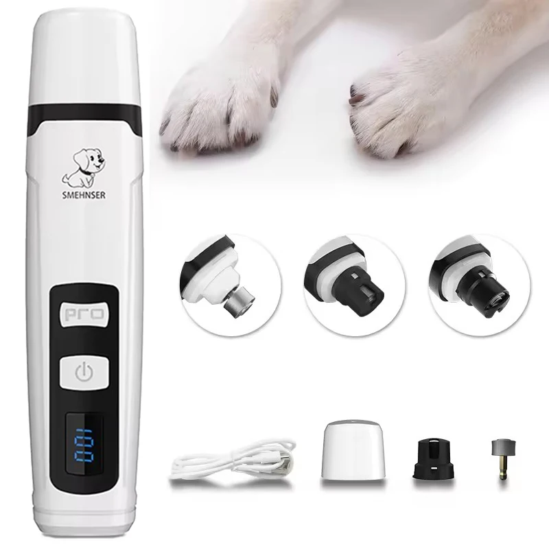 Dog Cat Nail Clipper Electric Pet Nail Grinder Quiet Painless Pet Paws Nail Cutter Dogs Cats Grooming Trimmer USB Rechargeable