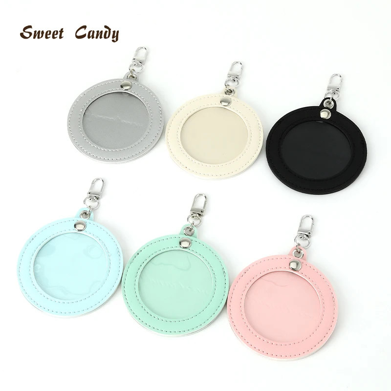 Multi-Color Badge Bag Gift 58mm leather Transparent Window Round Badge Protector Fans Supplies Waterproof Badge Display Bag