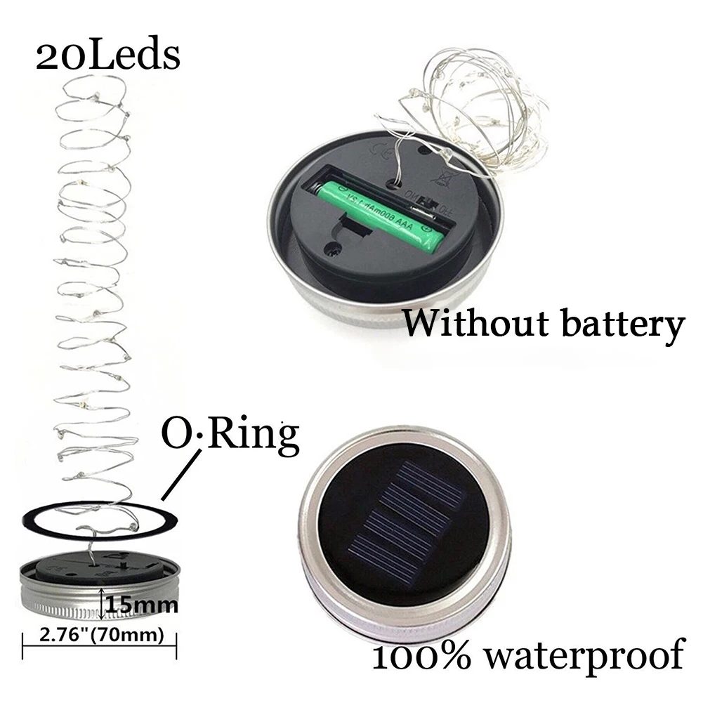 10/20LED Solar Fee String Wasserdichte Licht Einmachglas Solar Lade Garten Hochzeit Im Freien Party Dekoration Beleuchtung String
