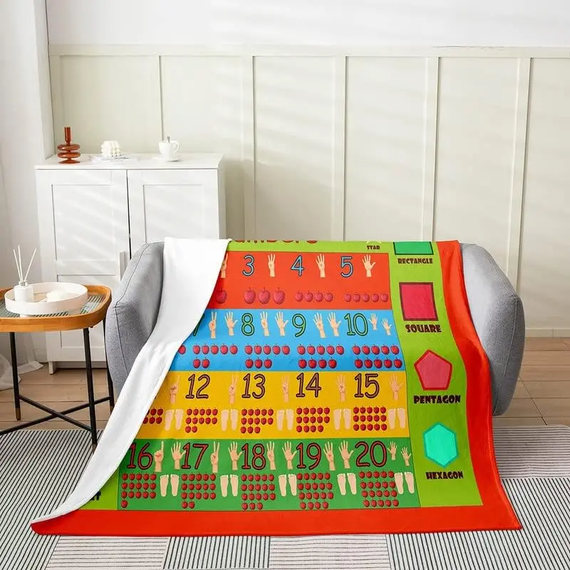 

Numbers Flannel Fleece Throw Blanket Numbers Teching Gesture All Season Bed Blanket for Sofa Couch Kids Teens Modern