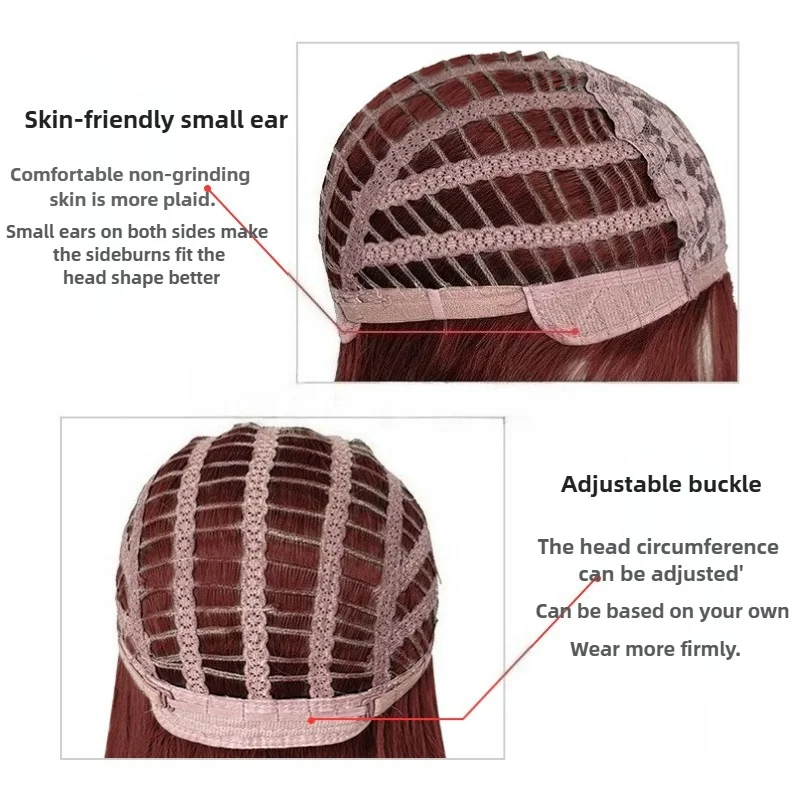 باروكة مجعدة مع غرة، باروكة لوليتا لطيفة للنساء، 24 بوصة، شعر اصطناعي متموج عالي الجودة، باروكة مع عصابة رأس للاستخدام اليومي
