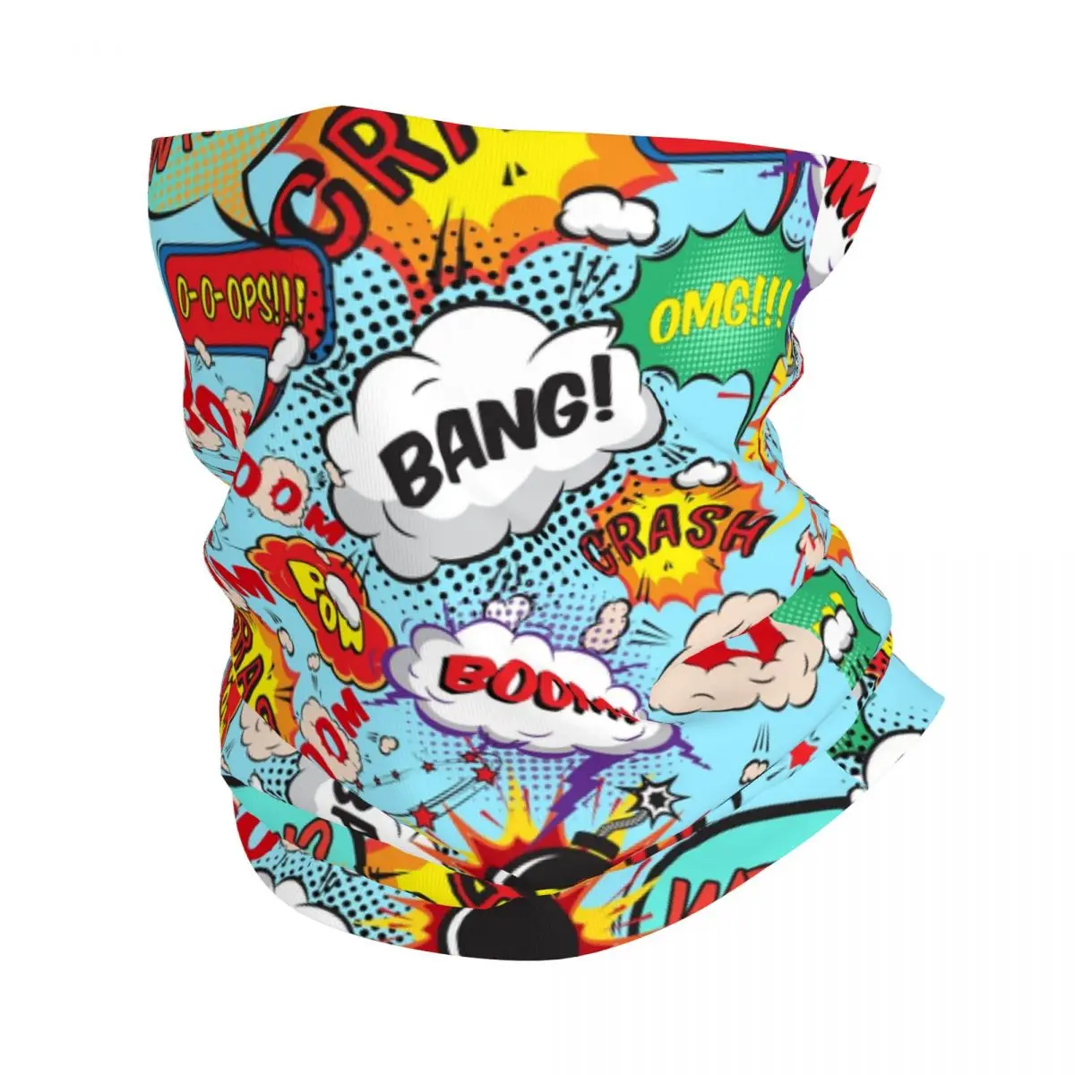 super heroi dos desenhos animados anime bandana pescoco gaiter windproof cachecol rosto capa padrao comic pop art explosoes headband tube balaclava 01