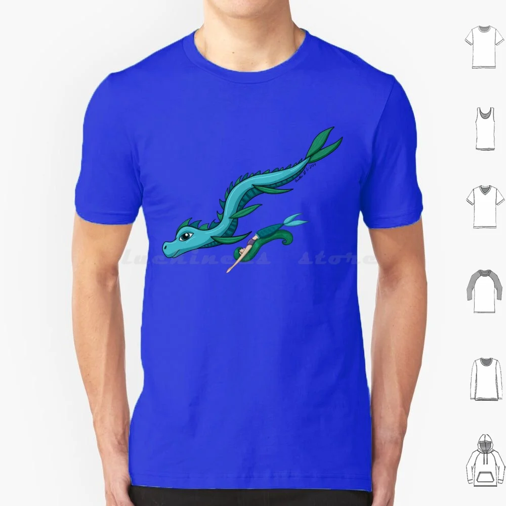 Mystic Water Friends T Shirt Men Women Kids 6xl Dragon Mermaid Swimming Blue Green Magical Mythology