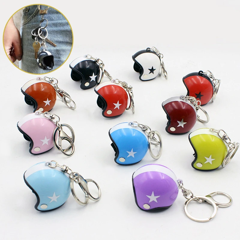 Creative Motorcycle Helmets Keychain for Women Men Plastic Safety Helmet Keyrings Bags Pendant Car Key Chains Holder Jewelry