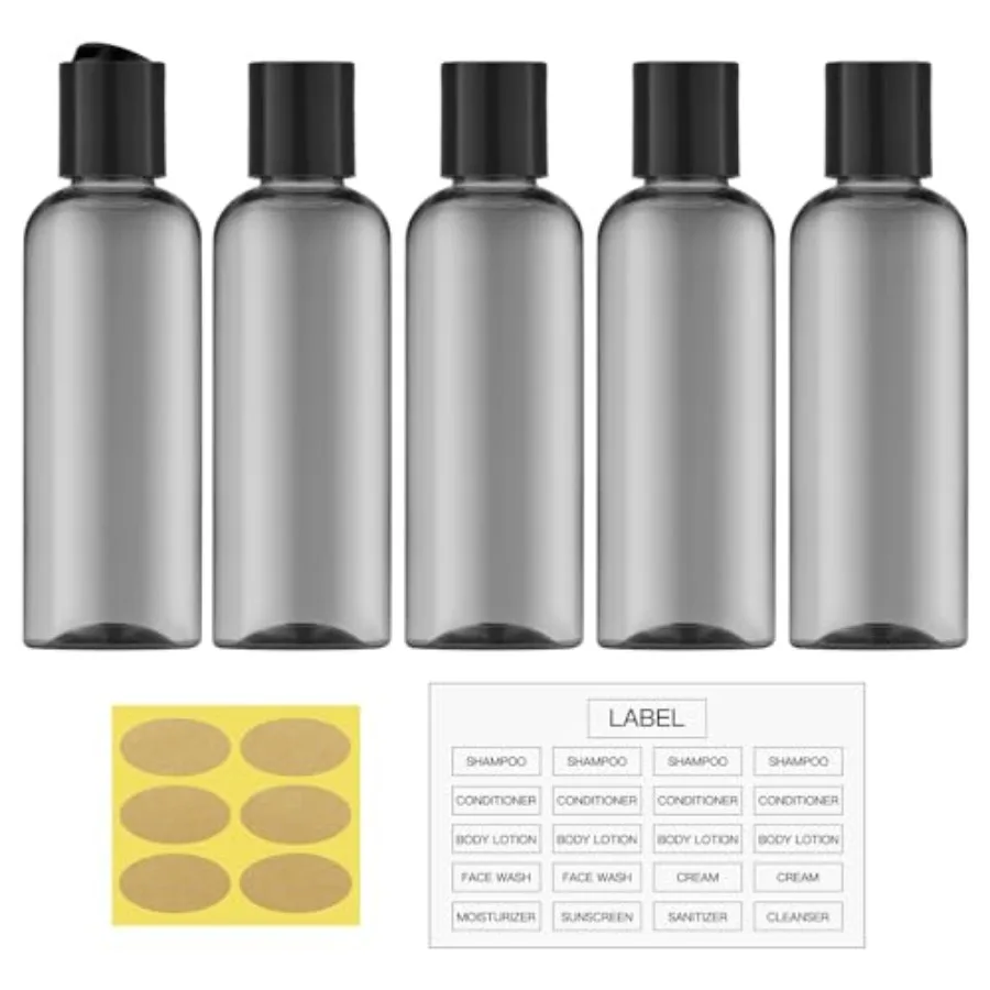 

Travel Bottles for Toiletries 3.4 oz - Travel Size Containers for Shampoo Plastic - Small Empty Lotion Squeeze Bottle for Liqui