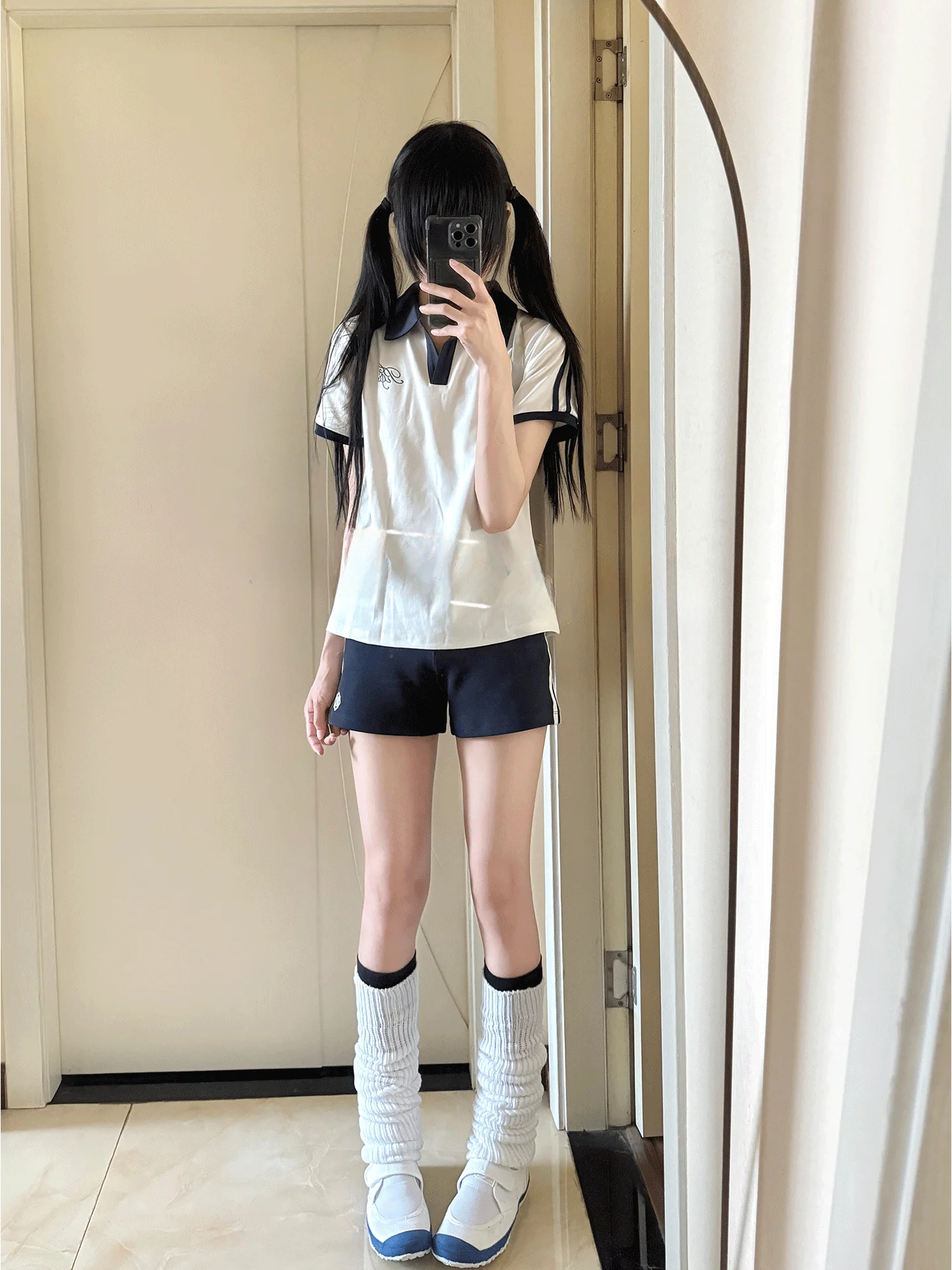 

Slim Fit ort Sve irt And orts Set Milk Cherry Gymnastics orm School orm Sle Women's Summer Outfit