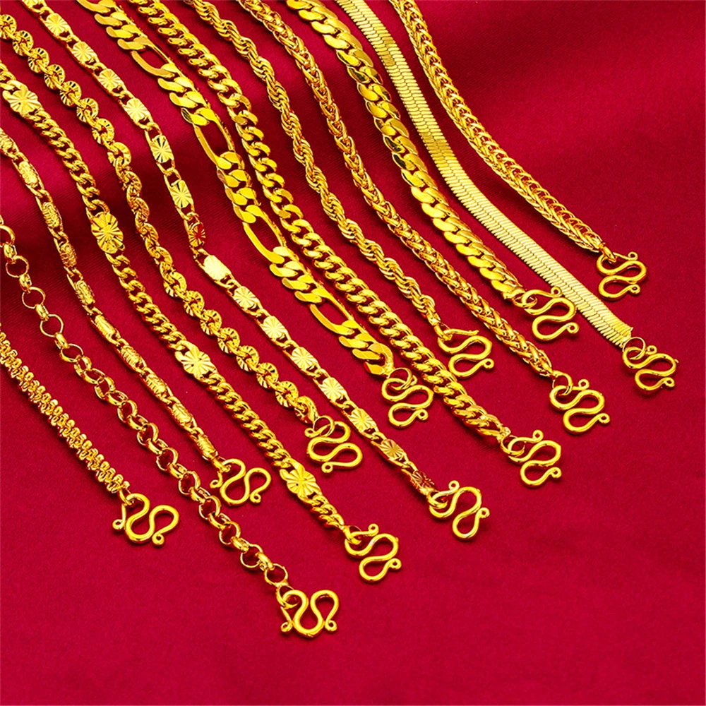 Charm Necklaces For Men Women Gold Plated 3-5mm Link Chain Necklace 24 inch Collar Male Jewelry Accessories Bijoux