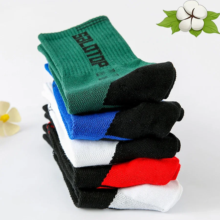 5 Pairs Elite Basketball Crew Socks for Men,Cushion Performance Performance Thick  Sport Running Training Compression Sock