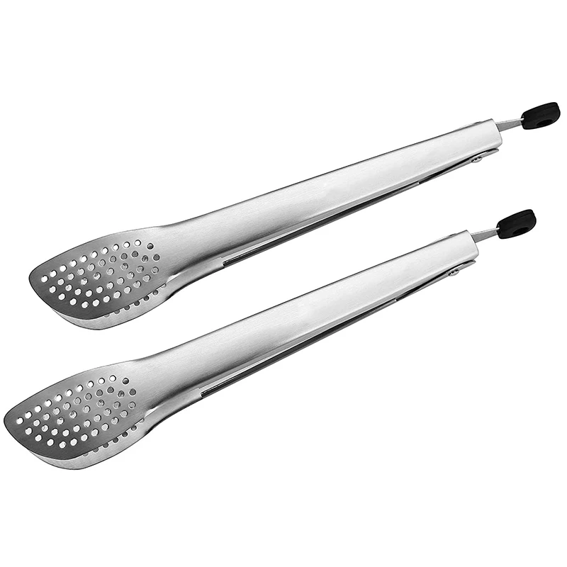 

2-Piece 18/8 Stainless Steel Kitchen Tongs for Cooking, 12-Inch Metal BBQ Grill Tongs with Lock