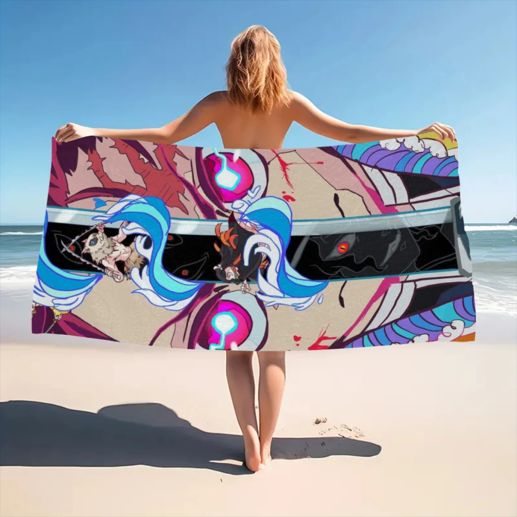 Demon Slayer Graphic Anime Beach Towel  Poncho Bathing Towels Cover-ups Quick Dry Sand Free Yoga Spa Gym Pool