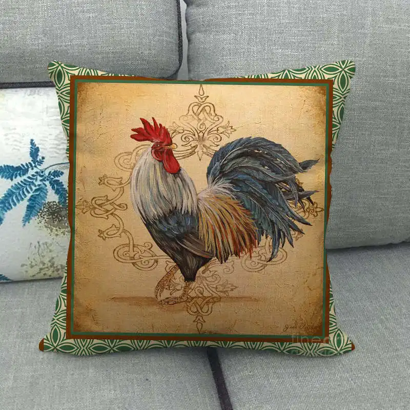 Cute Rooster Pillowcase Decor Lovely Pet Pillow Cover Animal Printed Cushion Cover Linen Pillow Case For Home Sofa Living Room