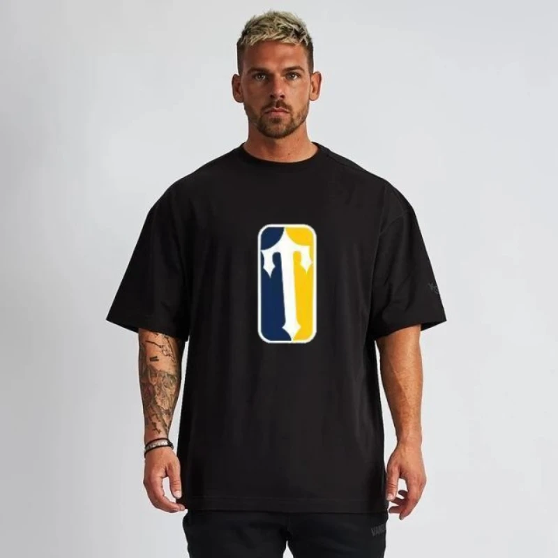 

New Cotton Gradient Camouflage Letter Printed Short Sleeved Street Casual Men's and Women's Versatile Round Neck T-shirt