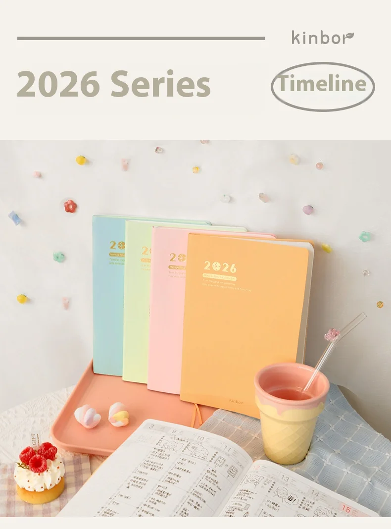 Kinbor 2026 planificador de gestión del tiempo planificador A5 52g Japón Tomoe River papel escritura suave eficiencia cuaderno gestión del tiempo