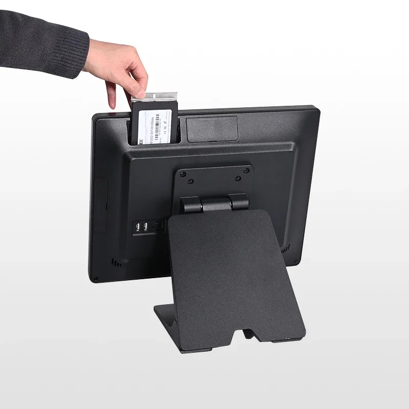 15-Inch Dual-Screen Hard Disk Plug Base Folding Capacitive Touch Screen POS System All-in-One Machine