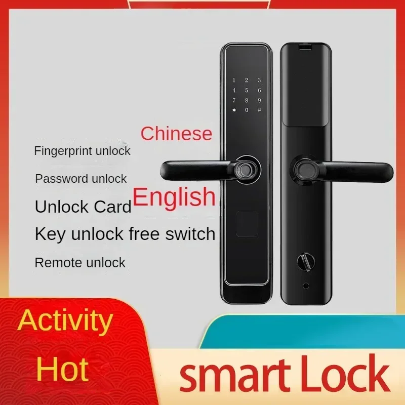 Semi-automatic smart fingerprint lock, home anti-theft door code lock, one-button smart electronic universal entry door lock