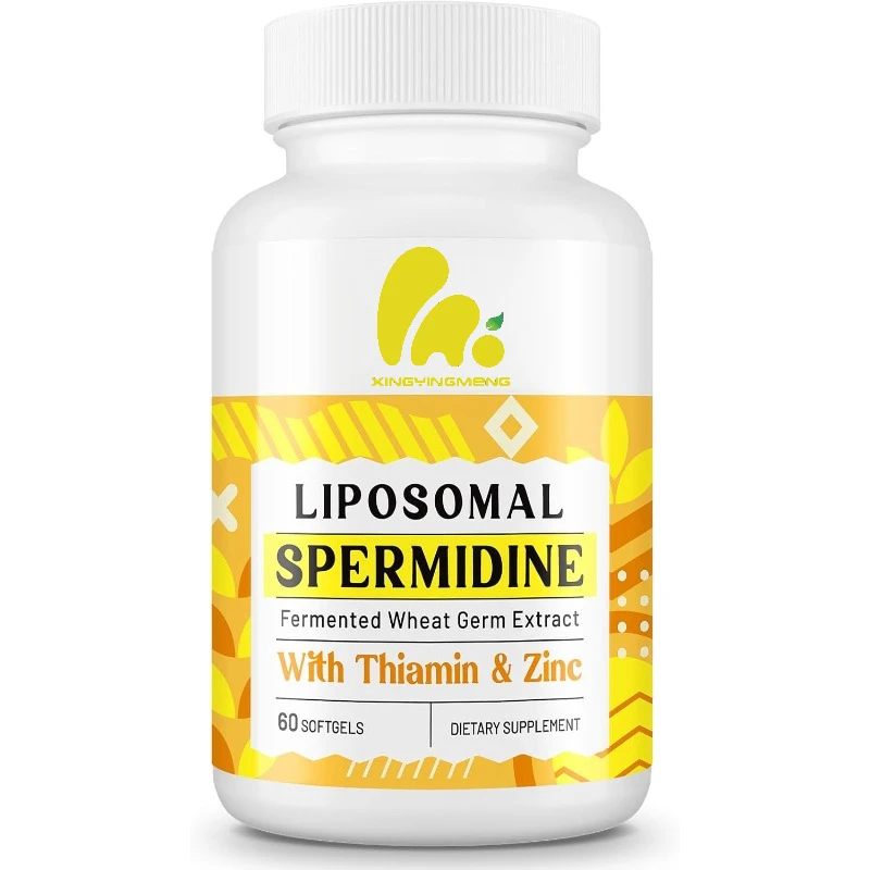 30mg spermidine supplement, liposome spermidine, fermented wheat germ extract, cell renewal, anti-aging, 60 softgel capsules