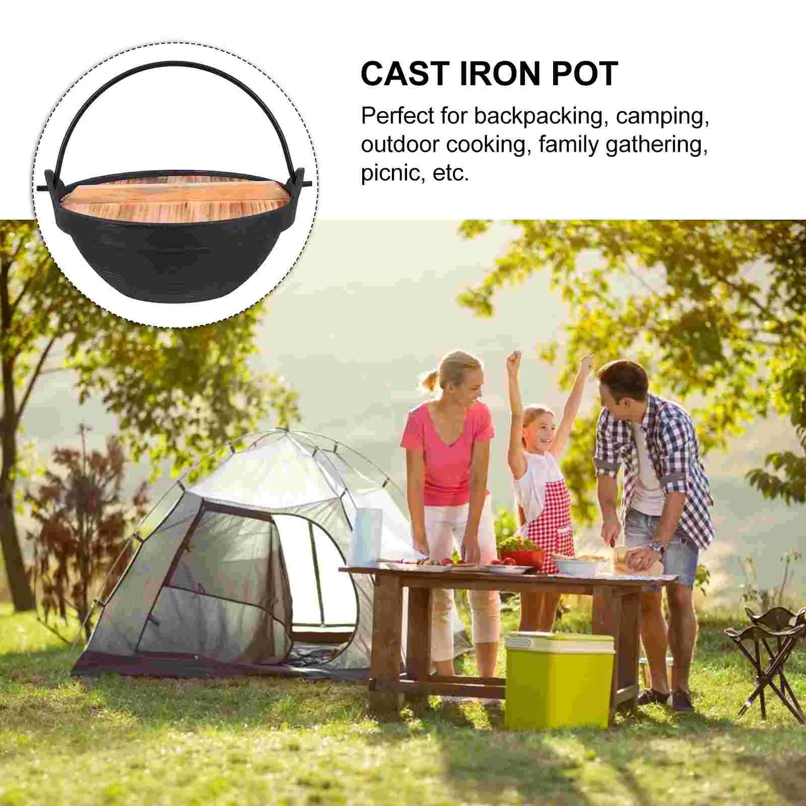 Pot Backpacking Cookware Picnic Soup Hanging Wood Multifunctional Stockpot Camping Home