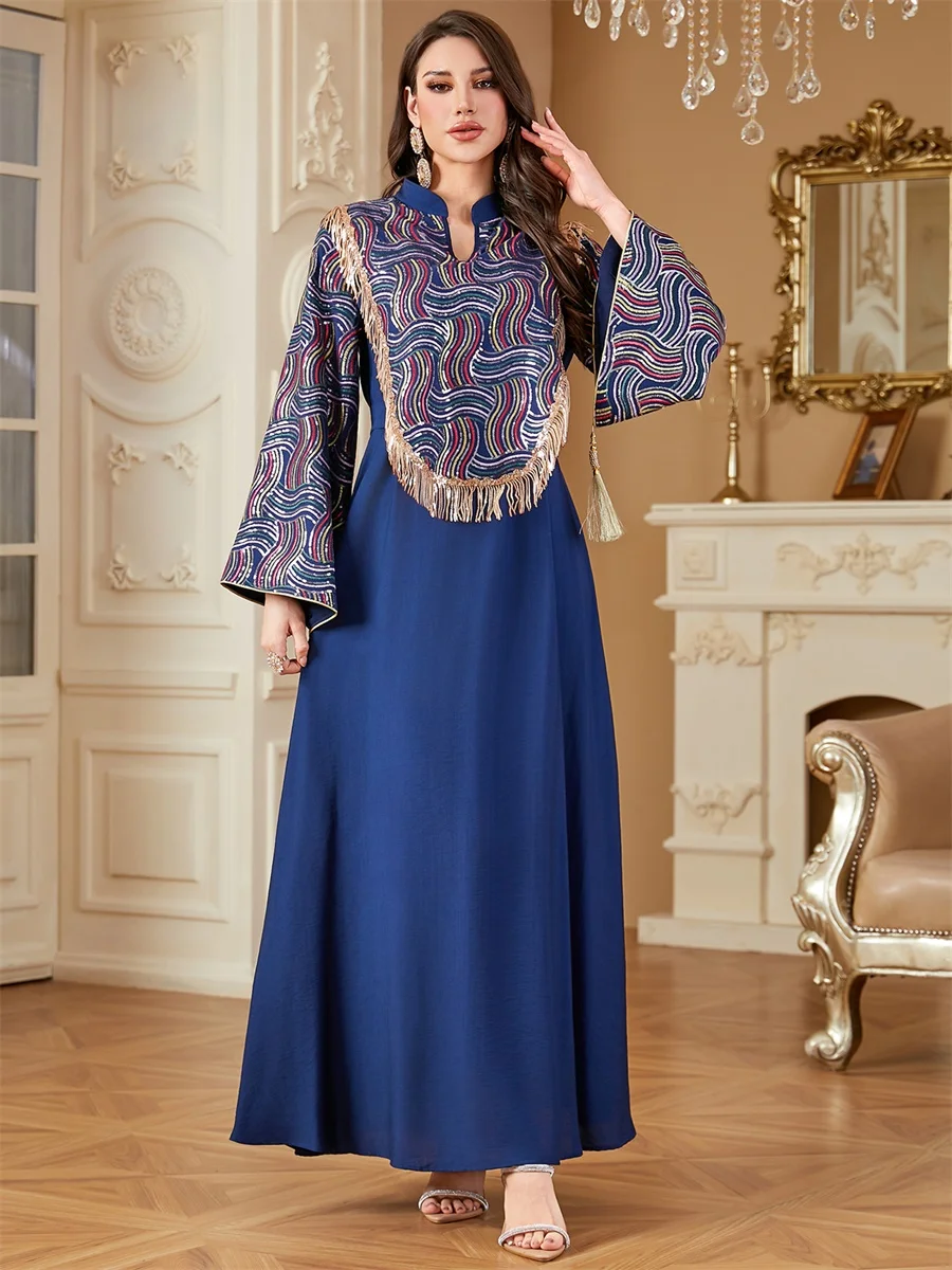 سيسكاكيا قفطان فاخر مطرز دبي شرابة ماكسي عباية موضة قفطان ماروكين فام