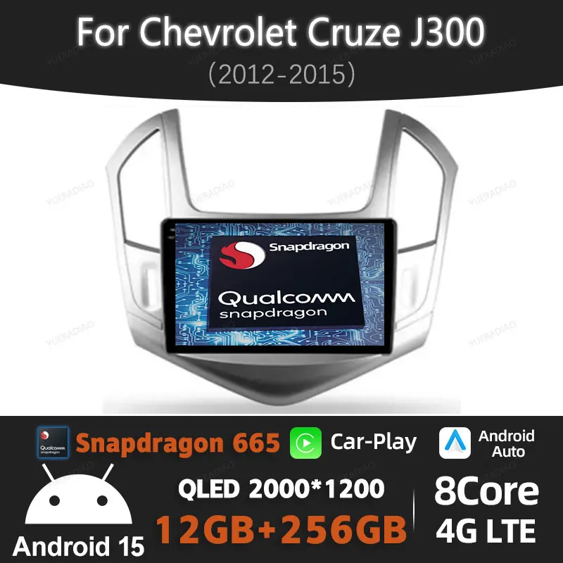 

Автомобильное радио Android 15 для Chevrolet Cruze J300 J308 2012-2015 Qualcomm GPS NAVI BT QLED Мультимедийный стерео видеоплеер 4G WIFI