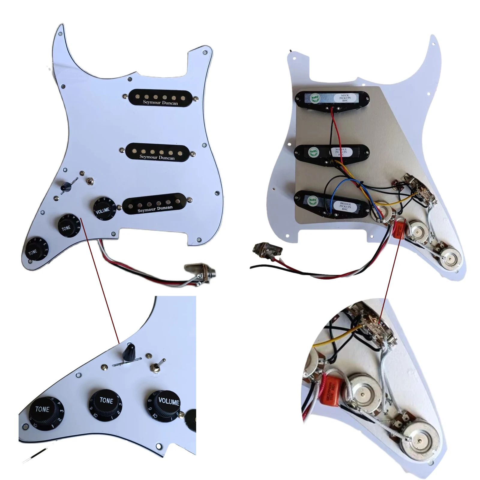 

Pre-Wired SSS Left-Handed Guitar Plectrum Protector Set Multi-Switch White SD Alnico Pickup Harness Pro Guitar Accessories