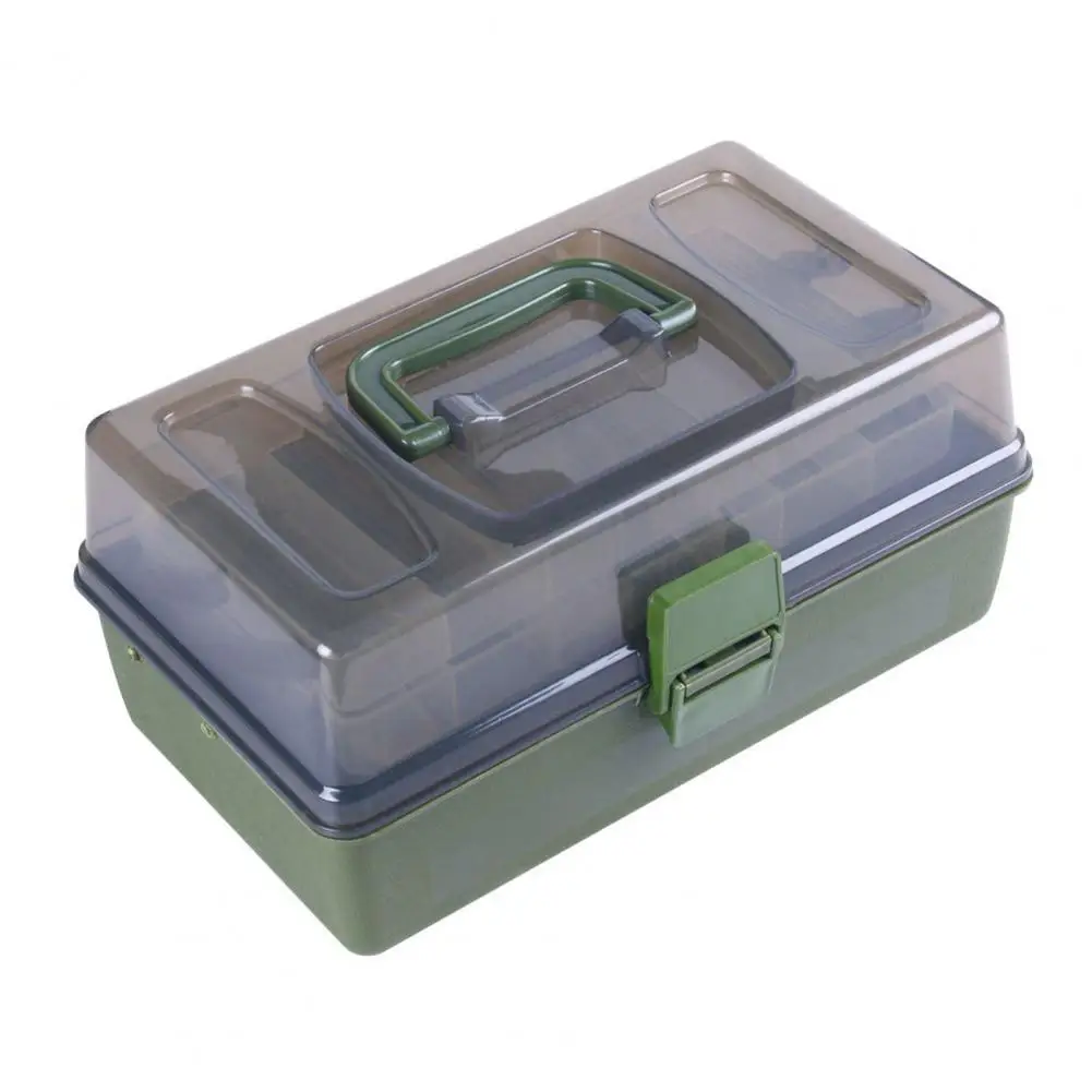 Plastic Fishing Container 3-layer Fishing Lure Box with Portable Handle for Baits Tools Organization for Anglers