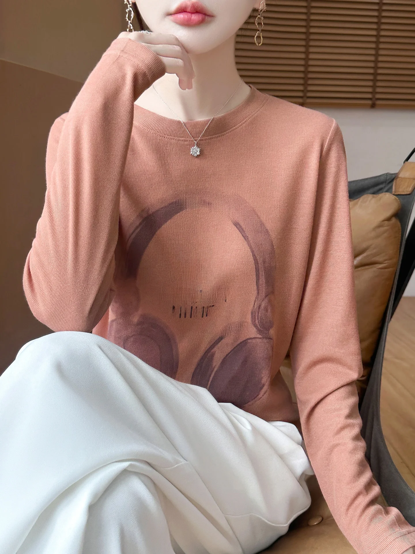 Damen-Pullover, gestrickt, lang, Sve, rund, Inner Wear Base, irt, lässig, lockere Passform, weicher Stoff, Herbst-Winter-Top