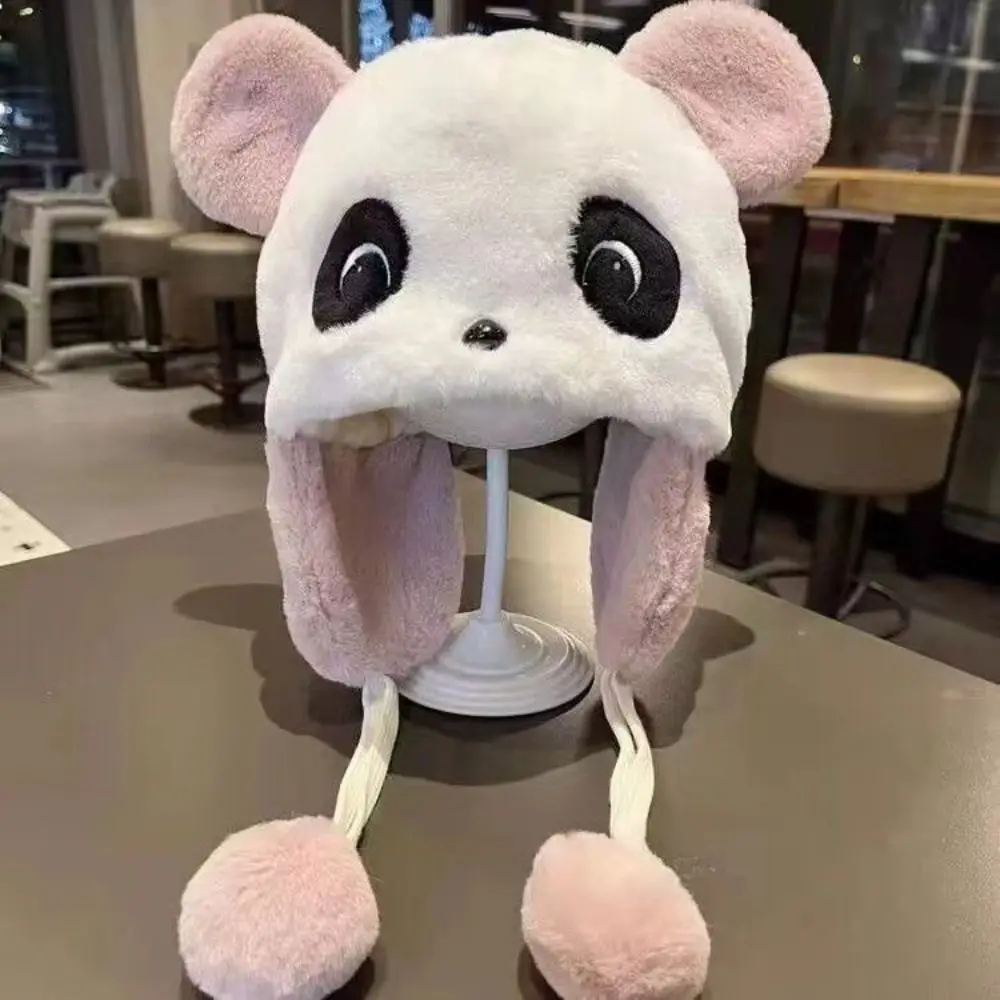 Cute Cartoon Panda Plush Hat Winter Children Warm Hat Windproof Thickened Ear Protection Hat