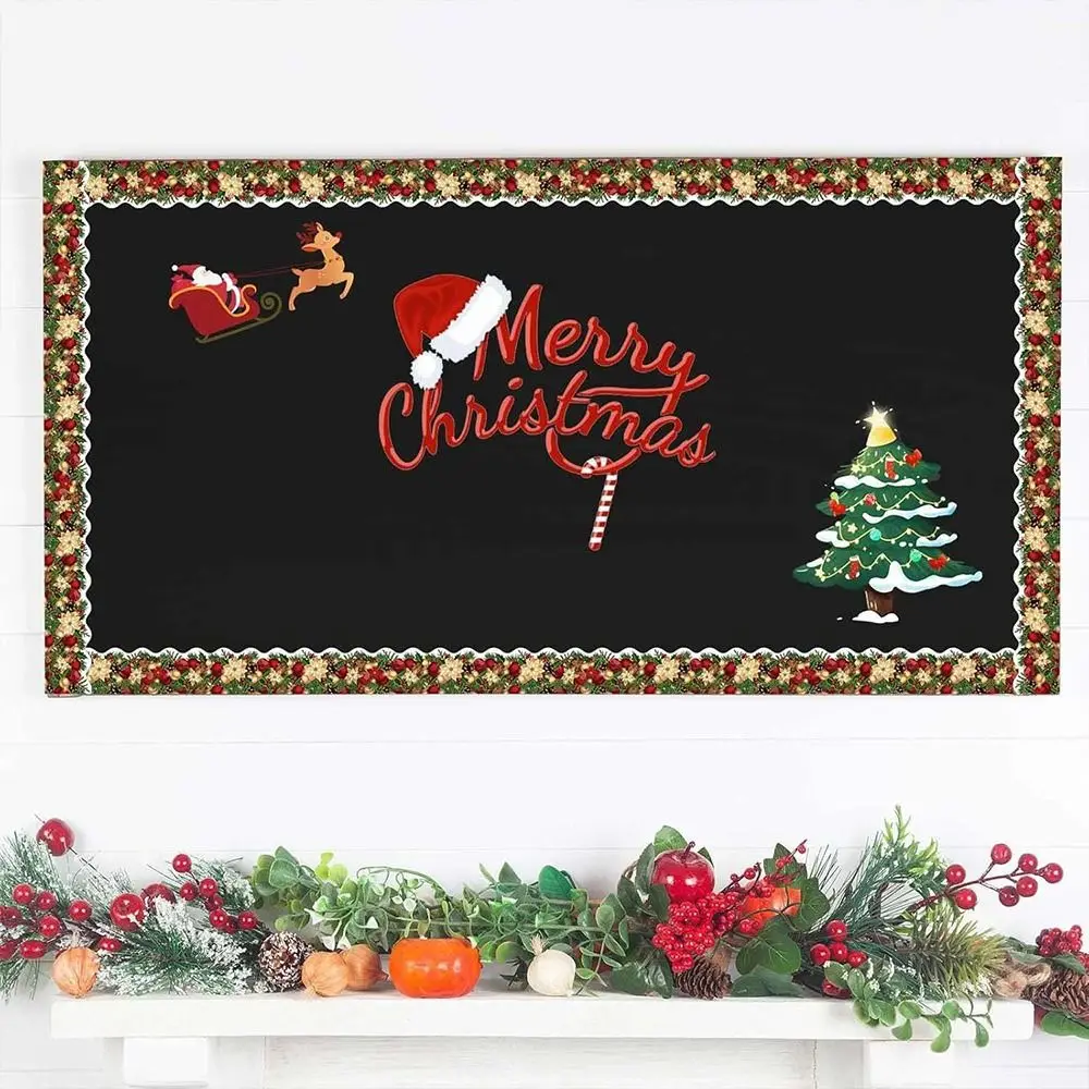 18m/roll Christmas Candy Black Board Decorative Stickers Christmas Winter Snowflake Roll Self-Adhesive Border DIY Decor