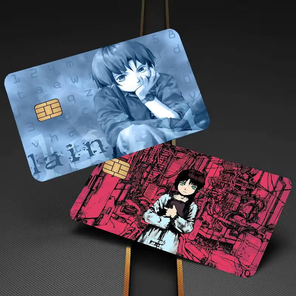 Anime S-Serial Experiments Lain Fashion Matte Gold Silver Black Matte Film Skin Sticker Tape for Bank Credit Debit Card