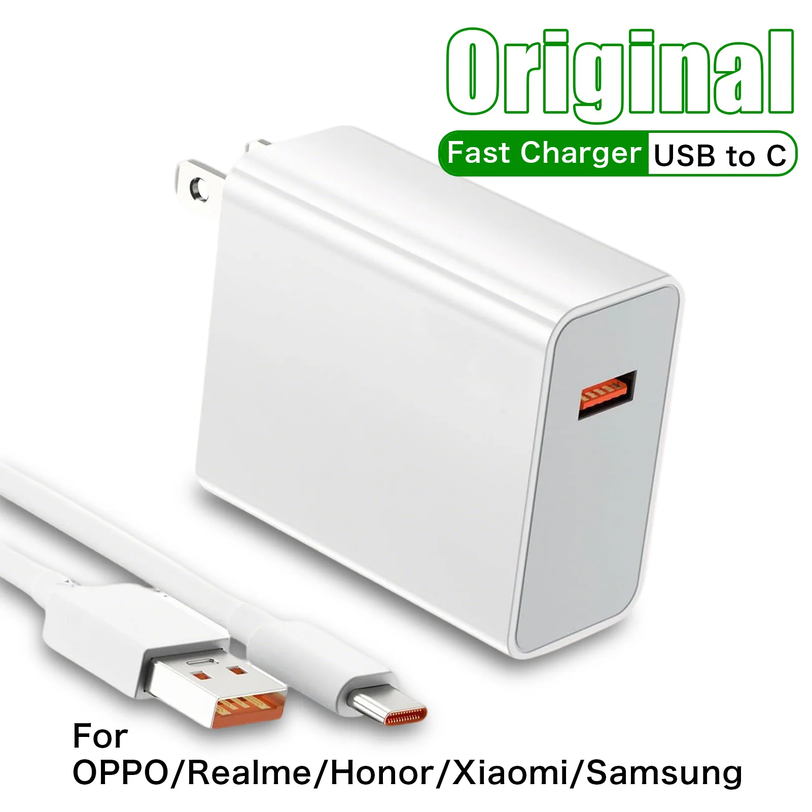 USB wall Charger Fast Charging QC3.0 SuperVooc Type C Cable AFC turbo Phone plug for OPPO Honor Samsung Xiaomi Poco adapter us