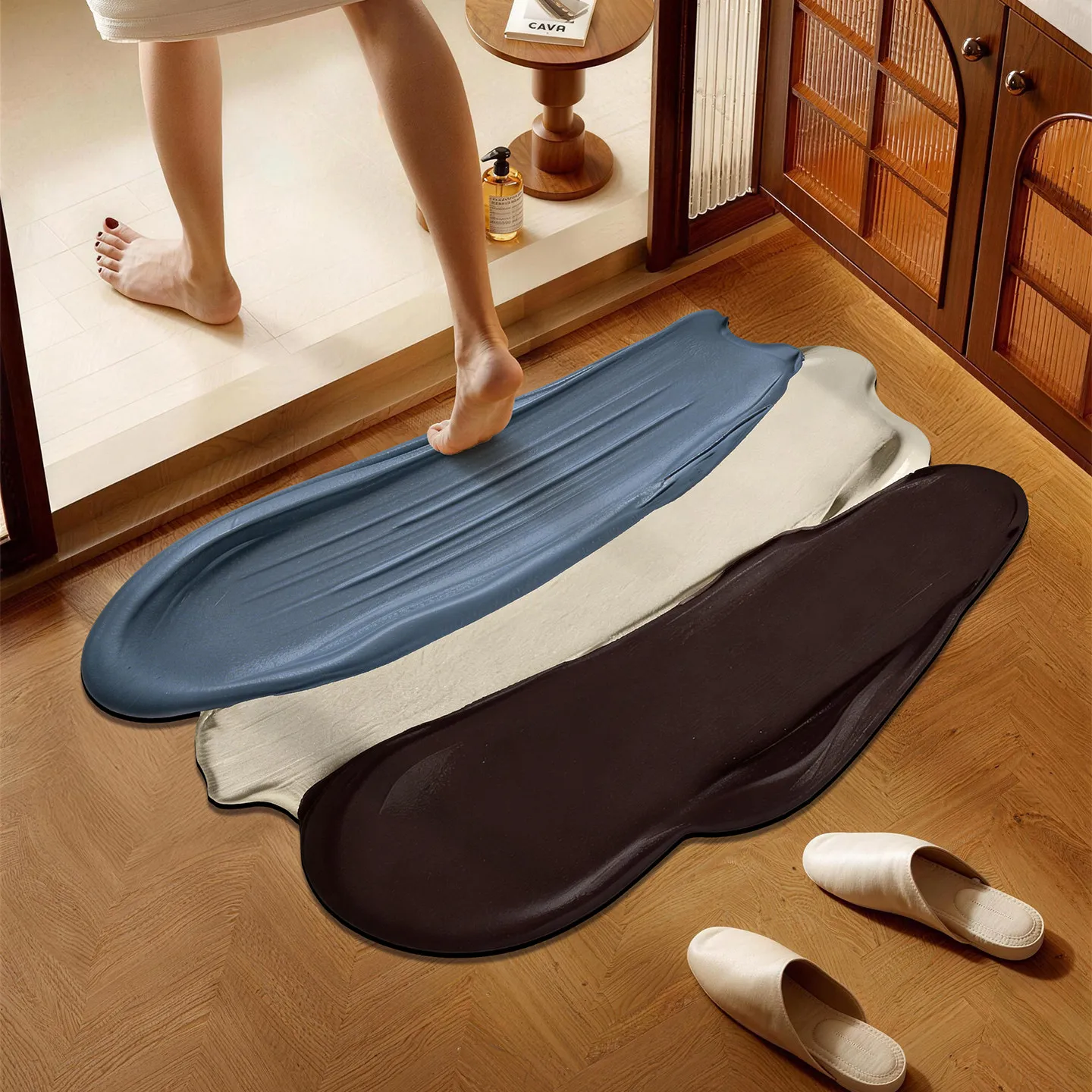 Modern Minimalist Irregular Diatomite Bath Mat Quick Water Absorbing Non-slip Bathroom Mat for Toilet Sink Floor Decor