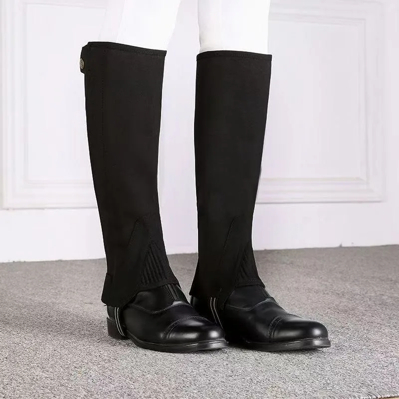 Half Chaps Black Equestrian English Riding Unisex Adult and Child Half Chap Premium Synthetic Leather