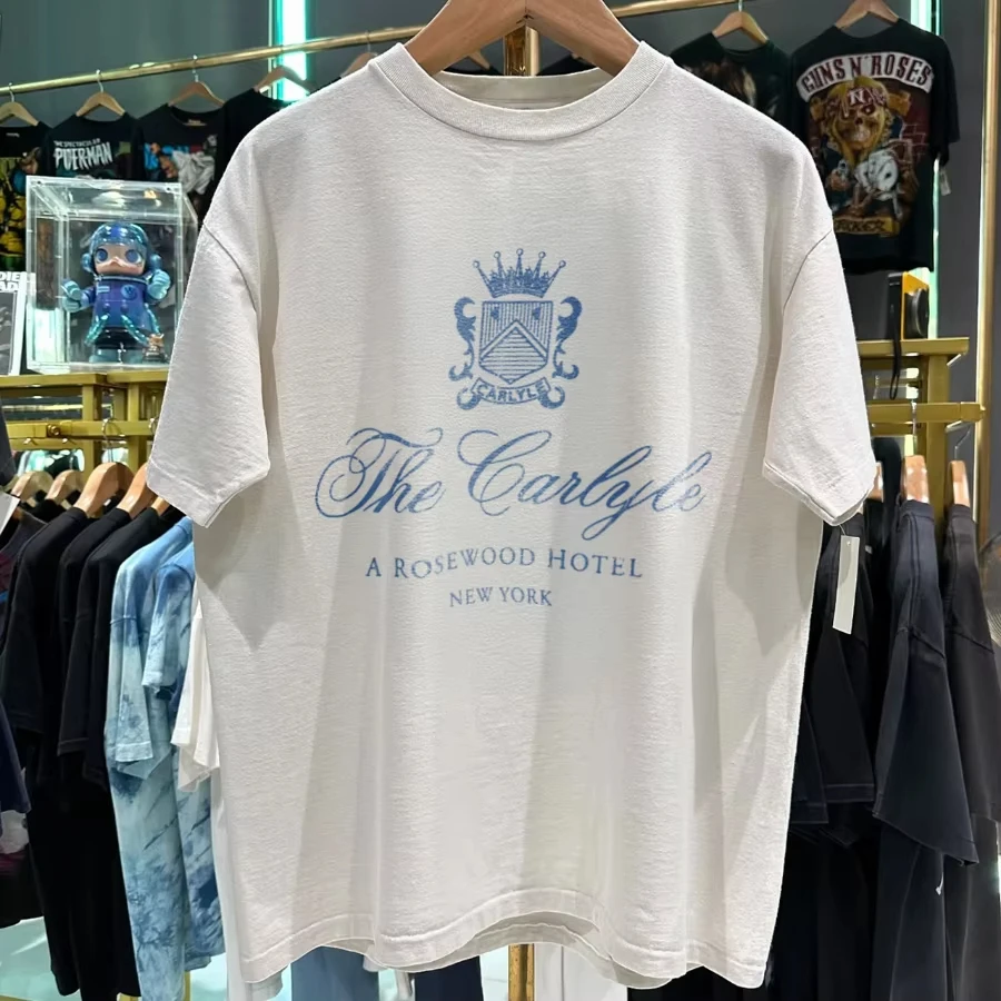 2026 Summer Vintage Oversized T‑Shirt For Adults Kids Retro Crown Shield Emblem Small Chest Art Loose Short Sleeve Street Tee